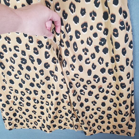 A NEW DAY Womens Dress SZ S Animal Leopard‎ Cat Belted Button Up Short Sleeves - Picture 9 of 13